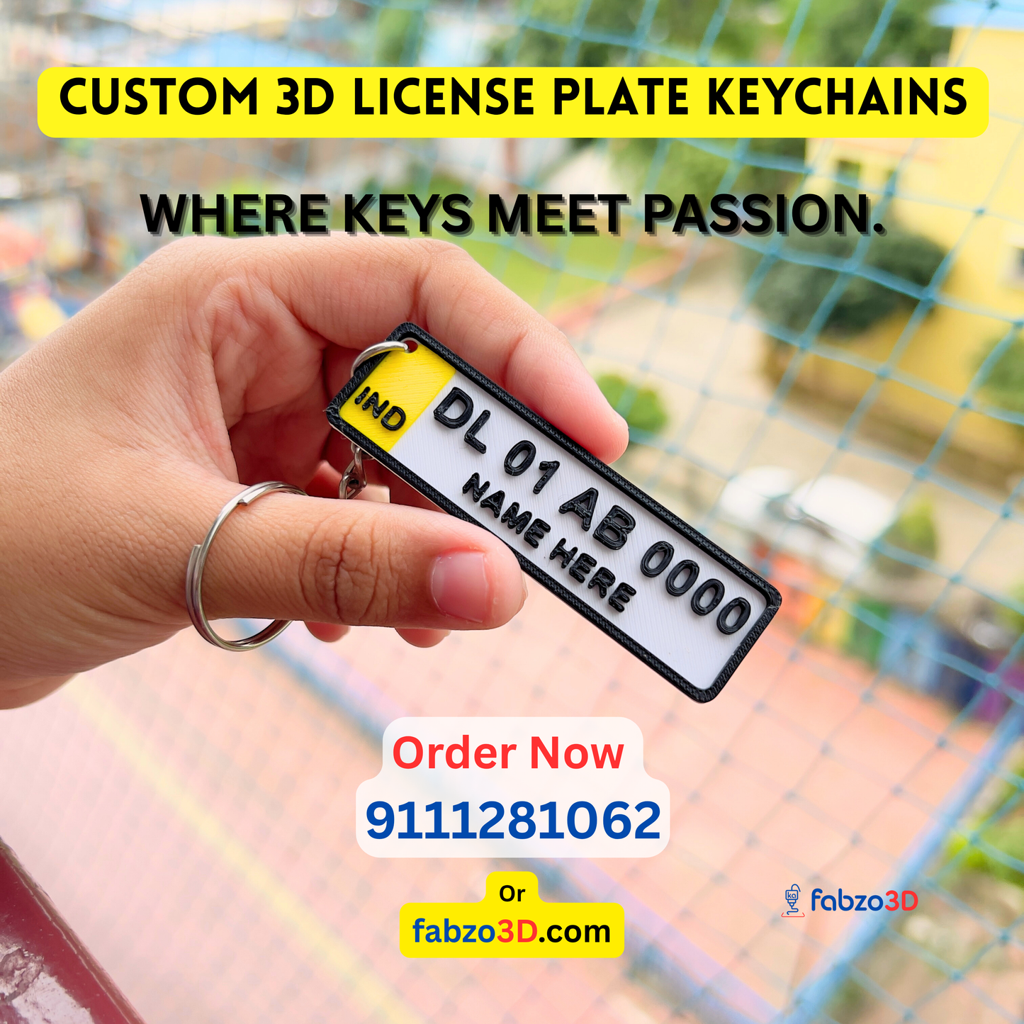 Custom License Plate Keychain β Fabzo3D Exclusive
